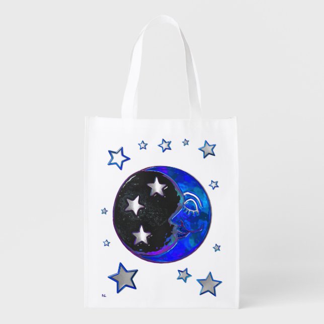 Celestial Momments Bohemian Folk Art Grocers Bag (Front)