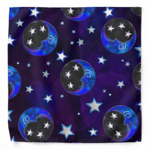 Celestial Momments Bohemian Folk Art PURPLE Bandana