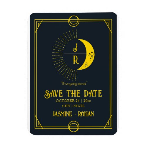 Celestial monogram tarot gothic save the date magnet