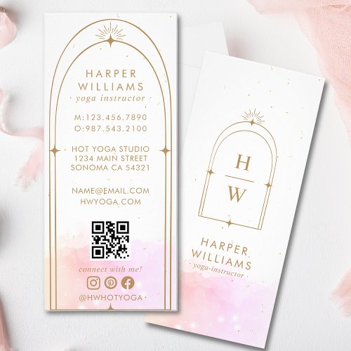 Celestial Monogram Yoga Instructor  Blush Pink Rack Card