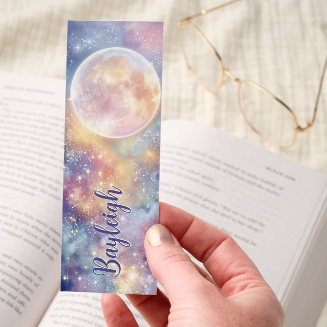 Celestial Moon and Galaxy Fireworks Bookmarks (Hand)