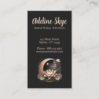 Celestial moon and lotus flower business card