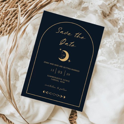 Celestial Moon and Stars Arch Save the Date Invitation