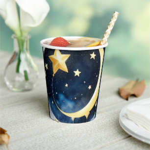 Celestial Moon and Stars Baby Shower Paper Cups