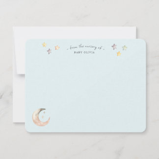 Celestial Moon and Stars Blue Baby Boy Shower Thank You Card