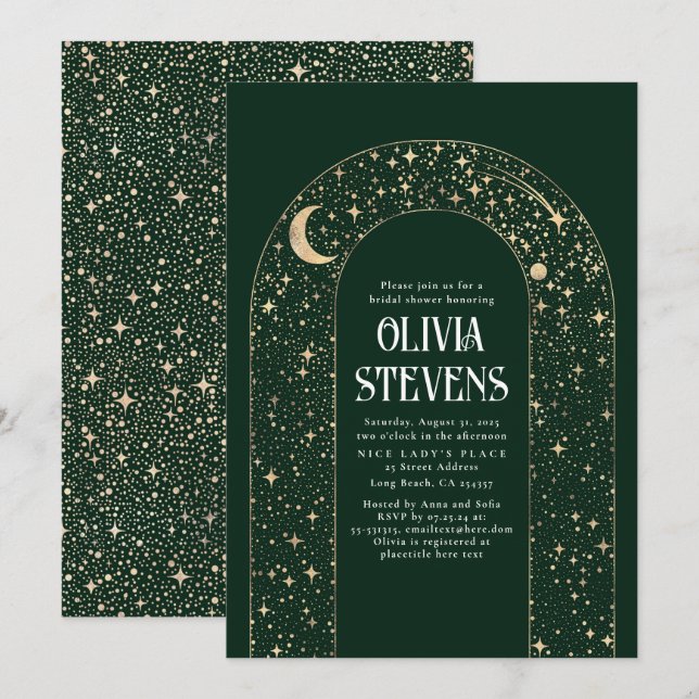 Celestial Moon and Stars Bridal Shower Invitation (Front/Back)