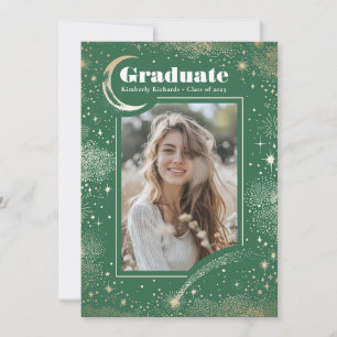 Celestial Moon and Stars Graduate Photo Graduation Invitation