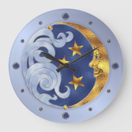 Celestial Moon And Stars Large Clock