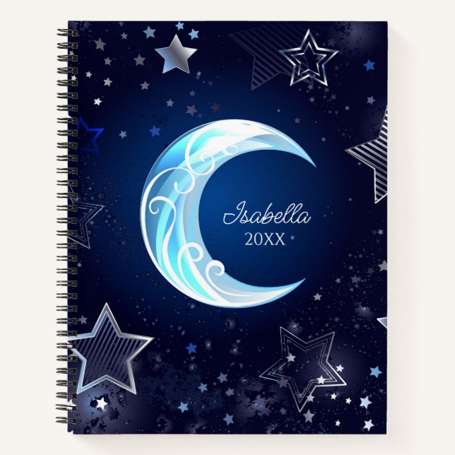 Celestial Moon and Stars Monogram Notebooks (Front)