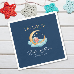 Celestial Moon and Stars Over the Moon Paper Napkins