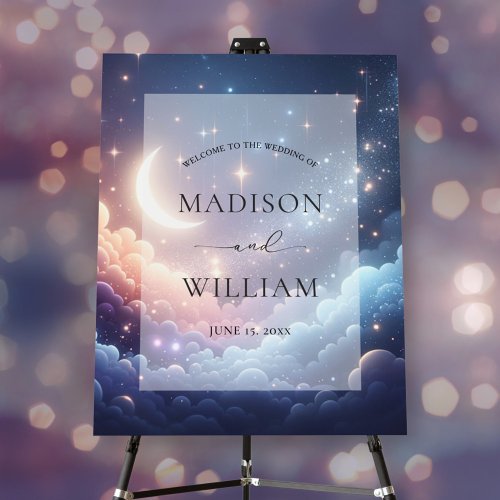 Celestial Moon and Stars Personalized Wedding Foam Board