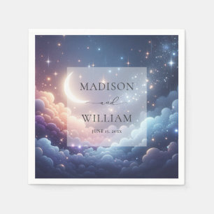 Celestial Moon and Stars Personalized Wedding Napkins