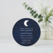 Celestial Moon and Stars Round Photo Wedding Invitation (Standing Front)