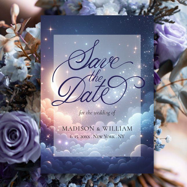 Celestial Moon and Stars Save the Date Card (Creator Uploaded)