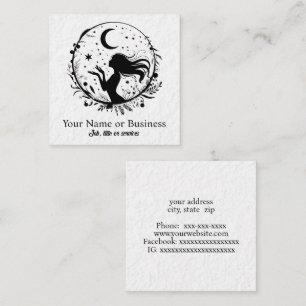 Celestial moon and stars square business card