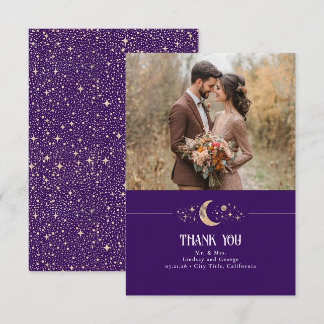 Celestial Moon and Stars Thank You Photo (Front/Back)