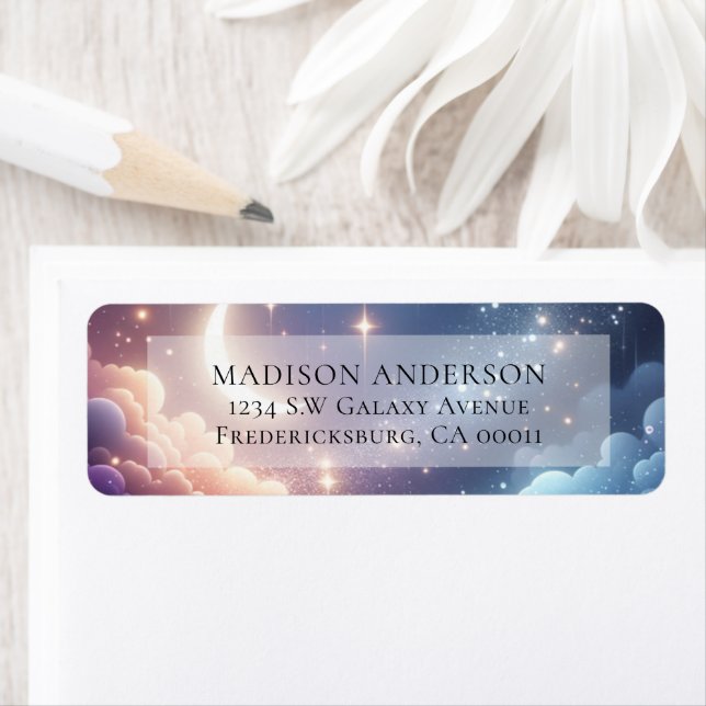 Celestial Moon and Stars Wedding Address Label (Insitu)