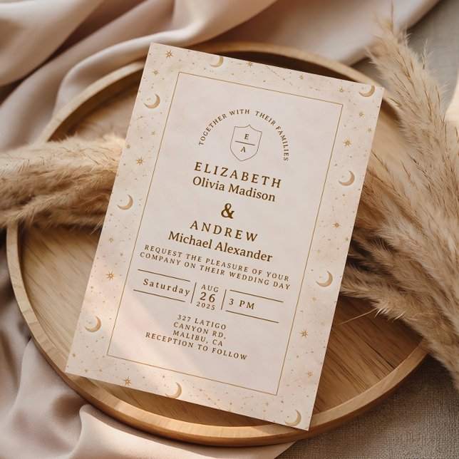 Celestial Moon And Stars Wedding Invitation (Creator Uploaded)