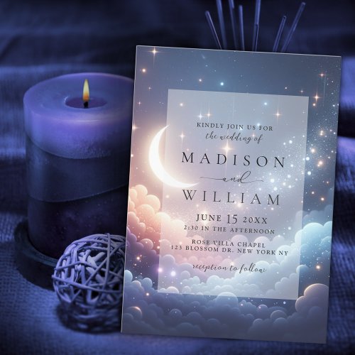 Celestial Moon and Stars Wedding Invitation