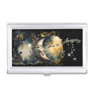 Celestial Moon and Stars "You're Amazing" Business Card Case