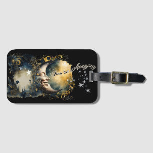Celestial Moon and Stars "You're Amazing" Luggage Tag