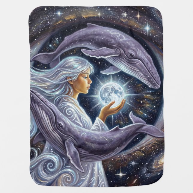 Celestial Moon Baby Blanket (Front)