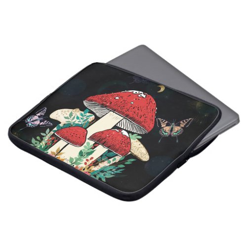 Celestial Moon Boho Magic Mushrooms Laptop Sleeve