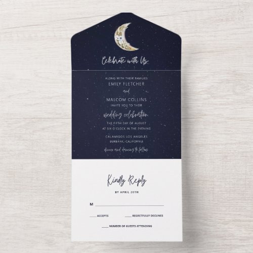 Celestial Moon Celebrate Wedding All In One Invitation