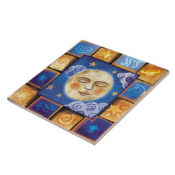 Celestial Moon Ceramic Tile | Zazzle