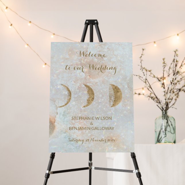 Celestial Moon Custom Name Text Wedding Welcome Foam Board (In Situ (Stand))