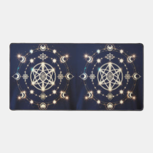 Celestial Moon Cycle Mandala – Sacred Geometry Desk Mat