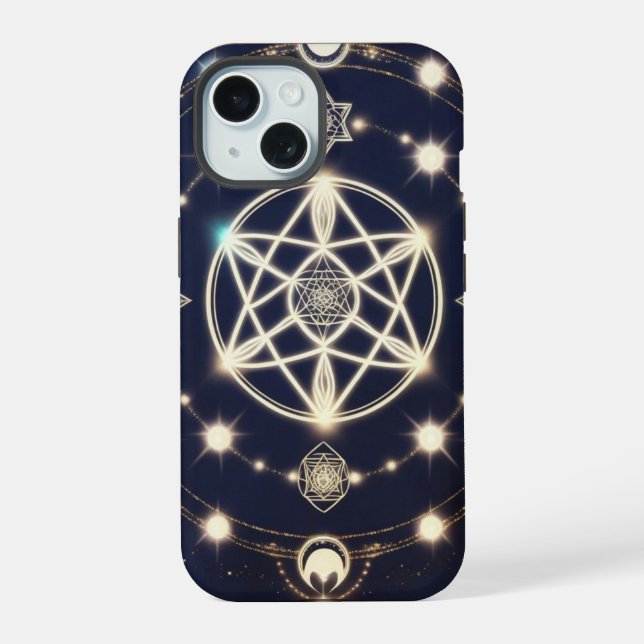 Celestial Moon Cycle Mandala – Sacred Geometry Iphone Case (Back)