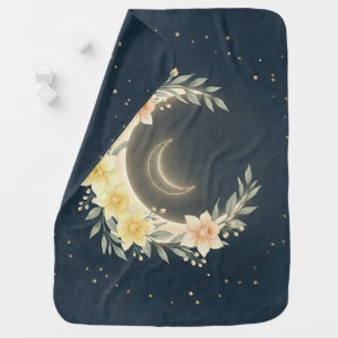 Celestial Moon & Daffodil Baby Blanket