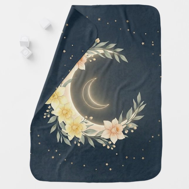 Celestial Moon & Daffodil Baby Blanket (In Situ)