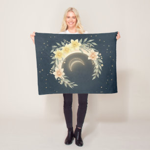 Celestial Moon & Daffodil Baby Fleece Blanket