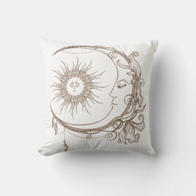 Celestial Moon Design Throw Pillow (Front)