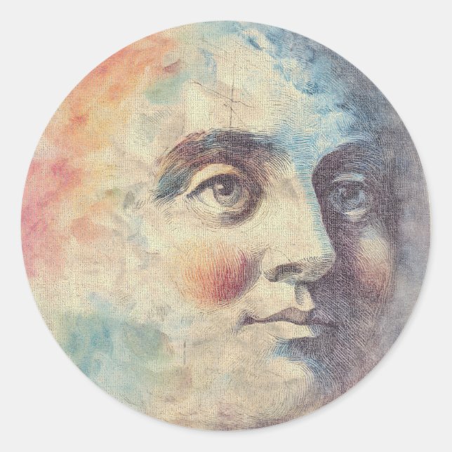Celestial Moon Dream Vintage Sticker (Front)