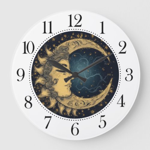 Celestial Moon Face Large Clock