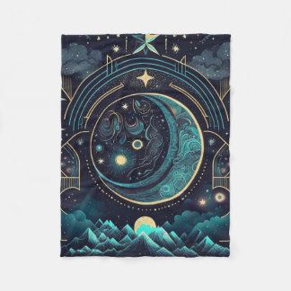 Celestial Moon  Fleece Blanket