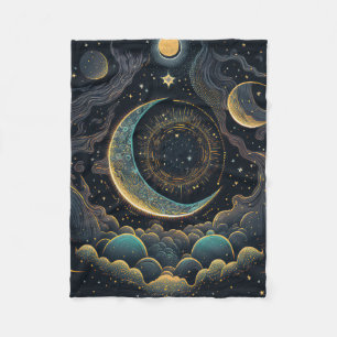 Celestial Moon Fleece Blanket