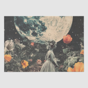 Celestial Moon Garden Sepia Floral Girl Tissue Paper