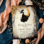 Celestial Moon Girl Watercolor Gold Stars Sweet 16 Invitation<br><div class="desc">Celestial moon,  stars and girl on a watercolor background.</div>
