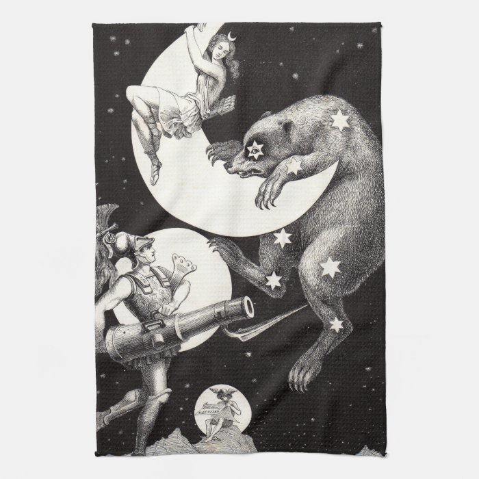 Celestial Moon Goddess Luna Ursa Major and Mars Hand Towels