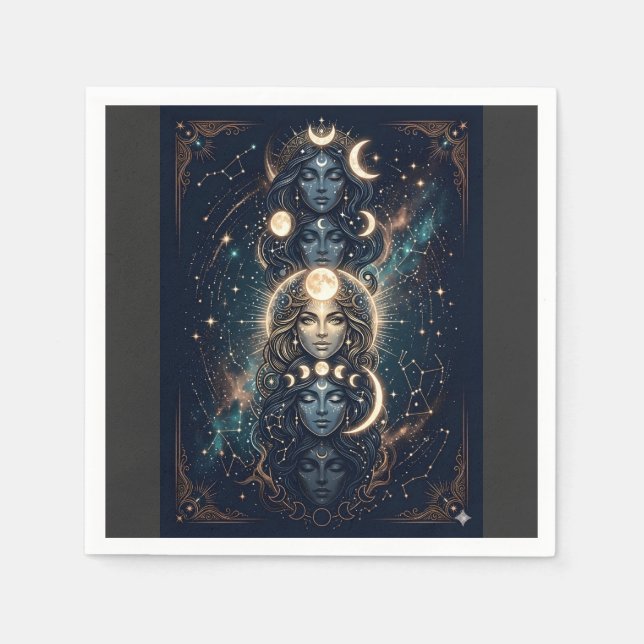 Celestial Moon Goddess Mystical  Napkins (Front)