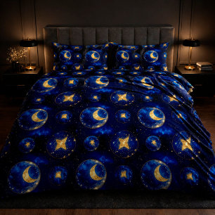 🌙 Celestial Moon Gold Glam Bedroom Decor Duvet Cover