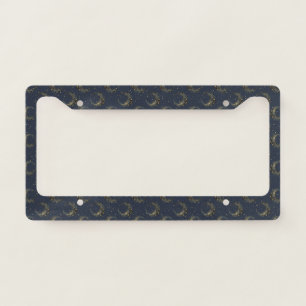 Celestial Moon Gold Starry Night Pattern (1) License Plate Frame