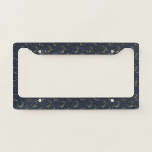 Celestial Moon Gold Starry Night Pattern (1) License Plate Frame (Front)
