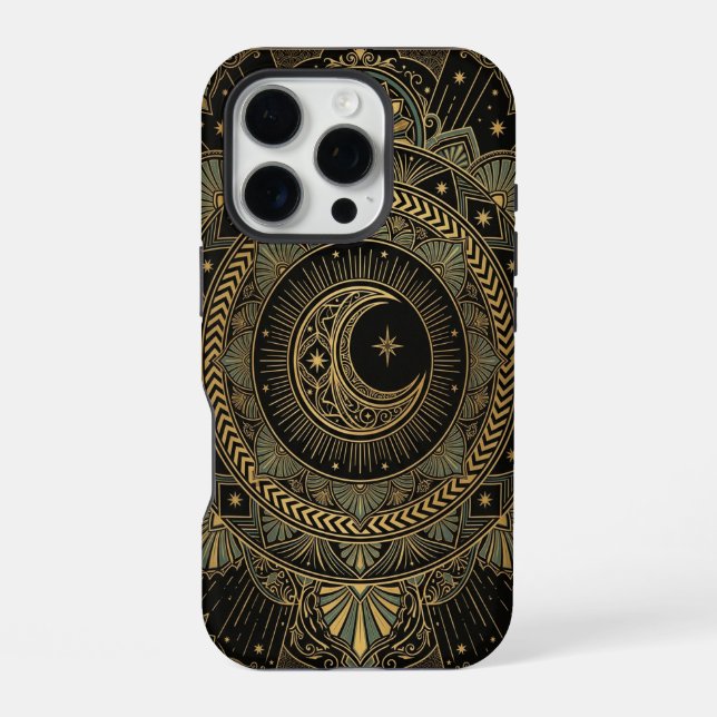 Celestial Moon Mandala | Art iPhone 16 Pro Case (Back)