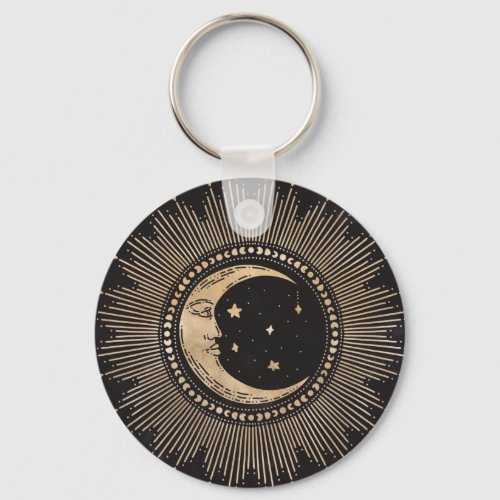Celestial Moon Mandala Keychain