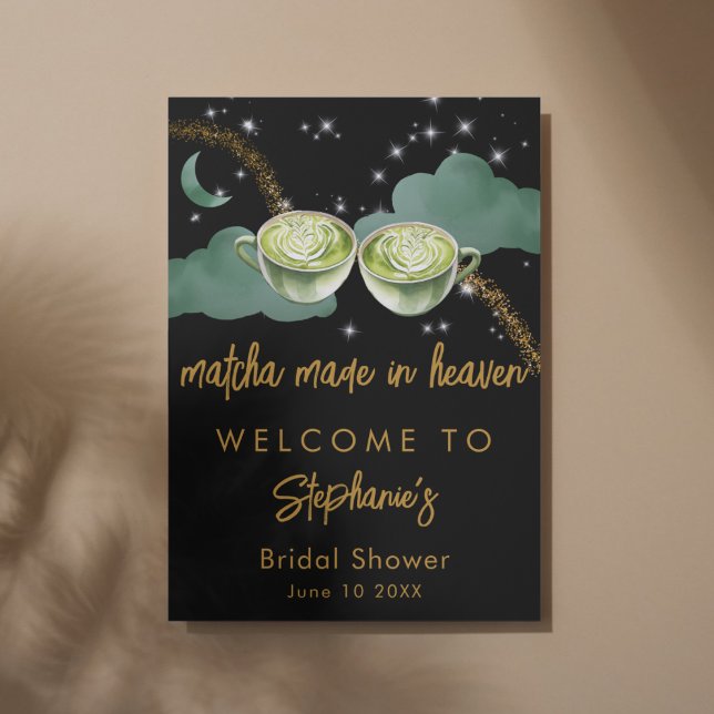 Celestial Moon Matcha Made In Heaven Bridal Shower Poster (Creator Uploaded)